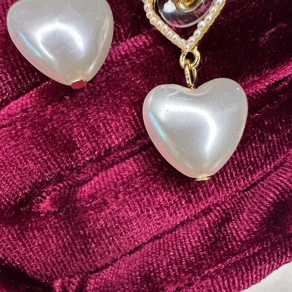 Gold and Silver Heart Drop Earrings - Picture 4 of 7